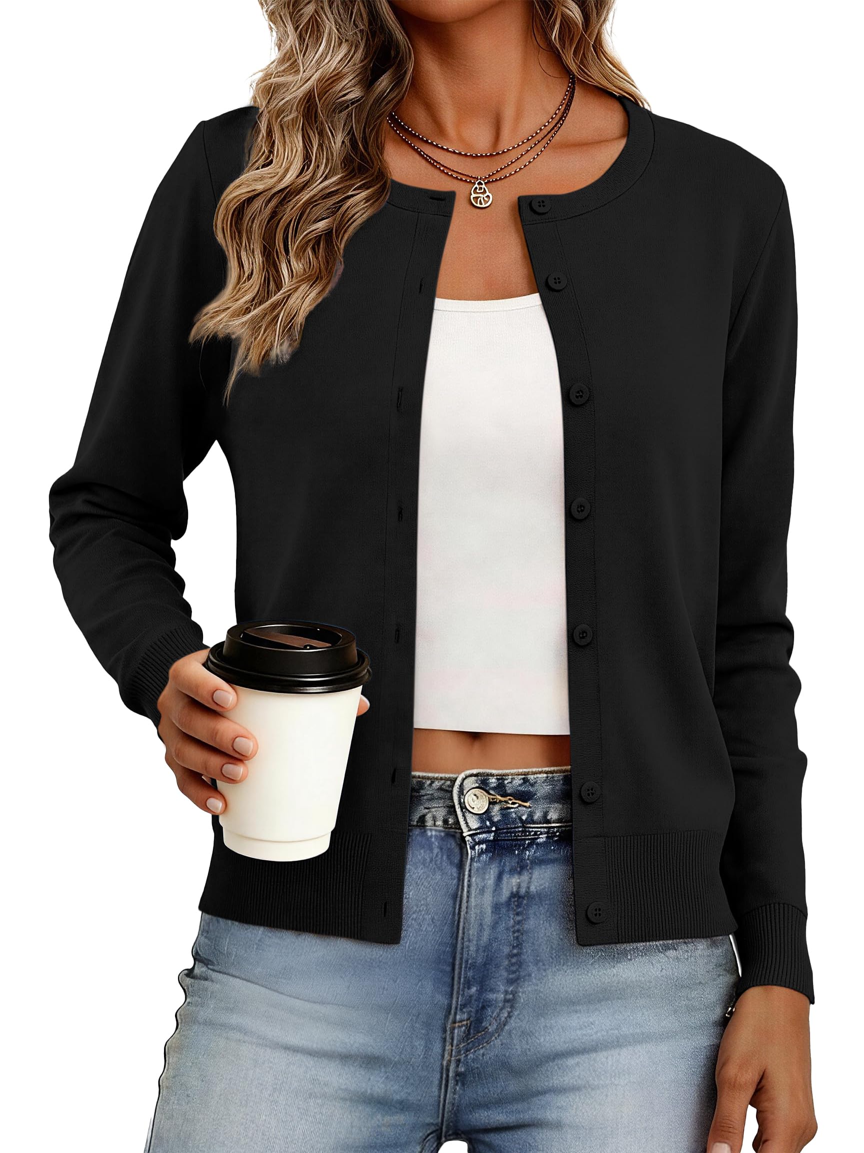 Women's Cardigan Sweaters Lightweight Crew Neck Button Down Long Sleeve Spring Outfits Fashion Clothing 2026-image-35