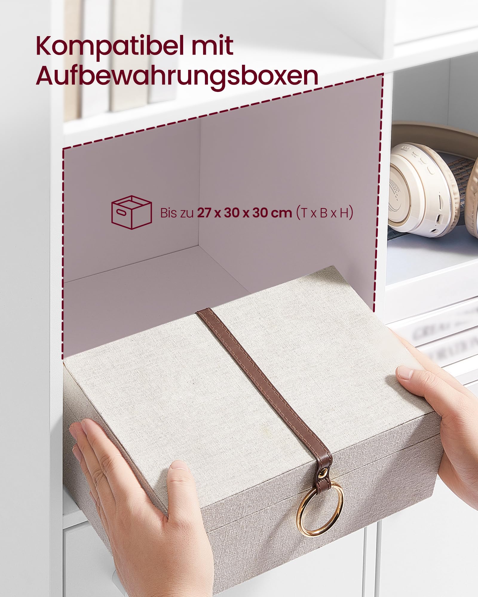 VASAGLE Custos Kollektion - Bücherregal, 4-stöckiges Regal, offenes Aufbewahrungsregal, Standregal, 29 x 65,8 x 130 cm, 2 Fächer mit Türen, Wohnzimmer Homeoffice Esszimmer, wolkenweiß LBC508WB01