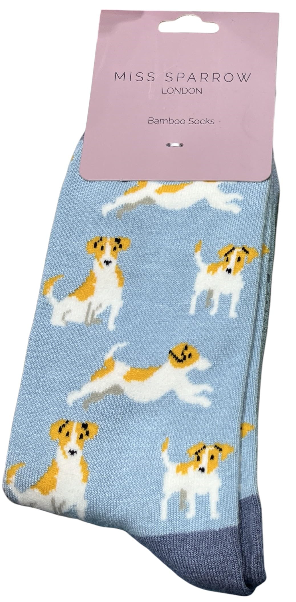 Lilyrosa Women's Blue Jack Russell Terrier Dog Socks Green Grey Dogs 3-7 Bamboo Mix 1 Pair (Blue)