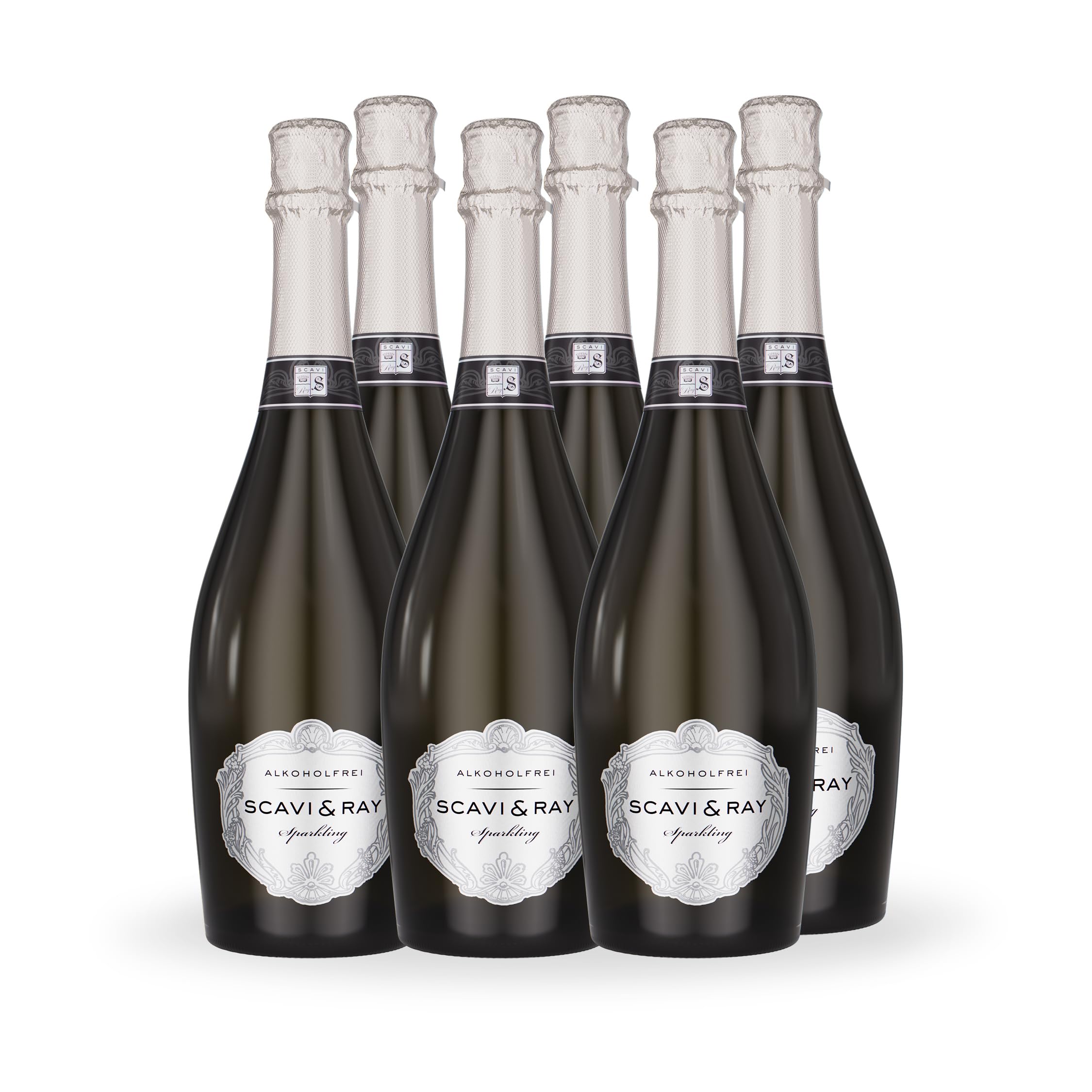 SCAVI & RAY alkoholfreier Sekt Sparkling 6 x 0,75l - 0,0% Alkohol, halbtrocken, fruchtig-frischer Schaumwein mit eleganter Perlage ohne Alkohol – perfekt für stilvolle & alkoholfreie Momente