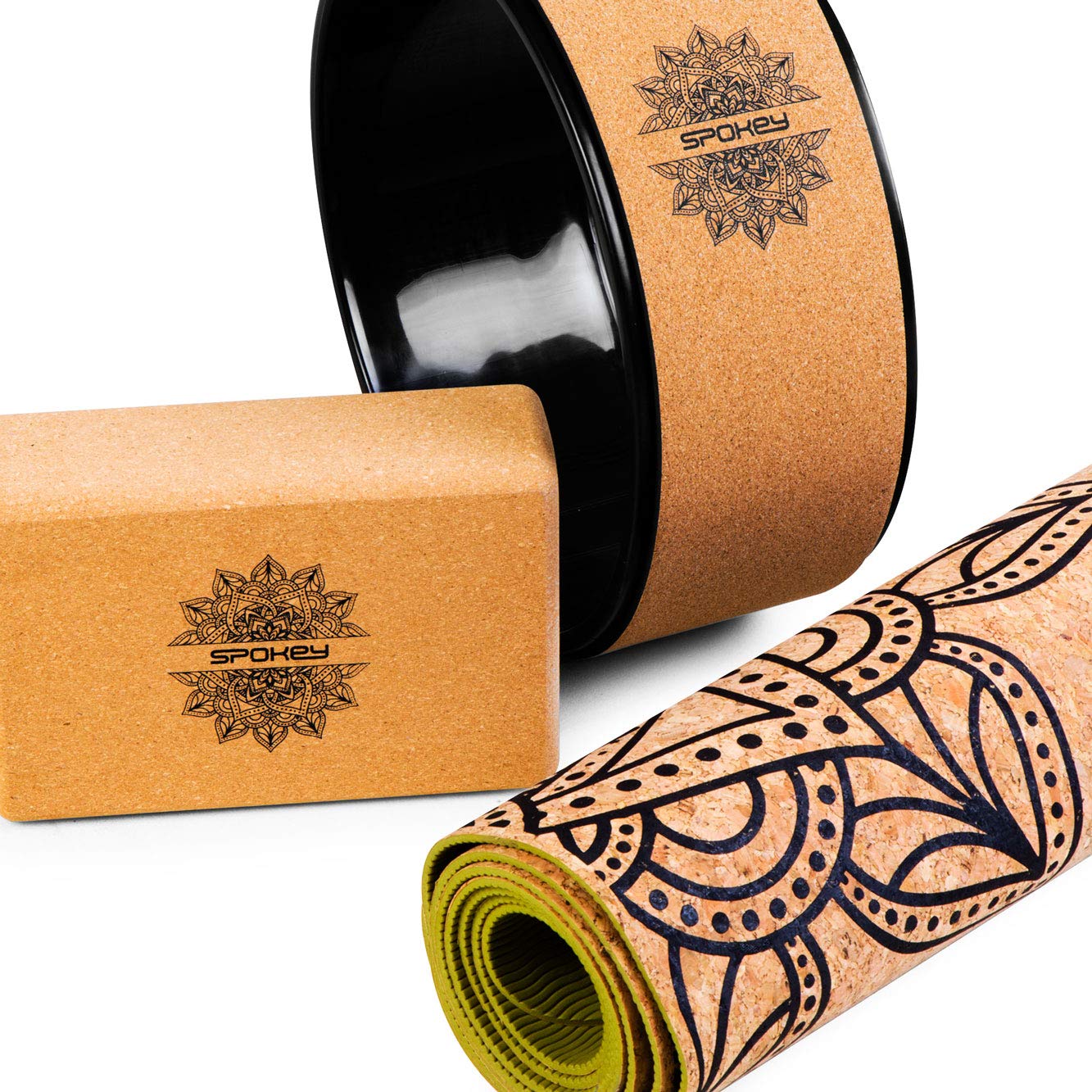 Set 2 Blocchi Yoga In Sughero Naturale - Mattoncini Antiscivolo 23x15.5x7.8cm Per Esercizi E Stretching