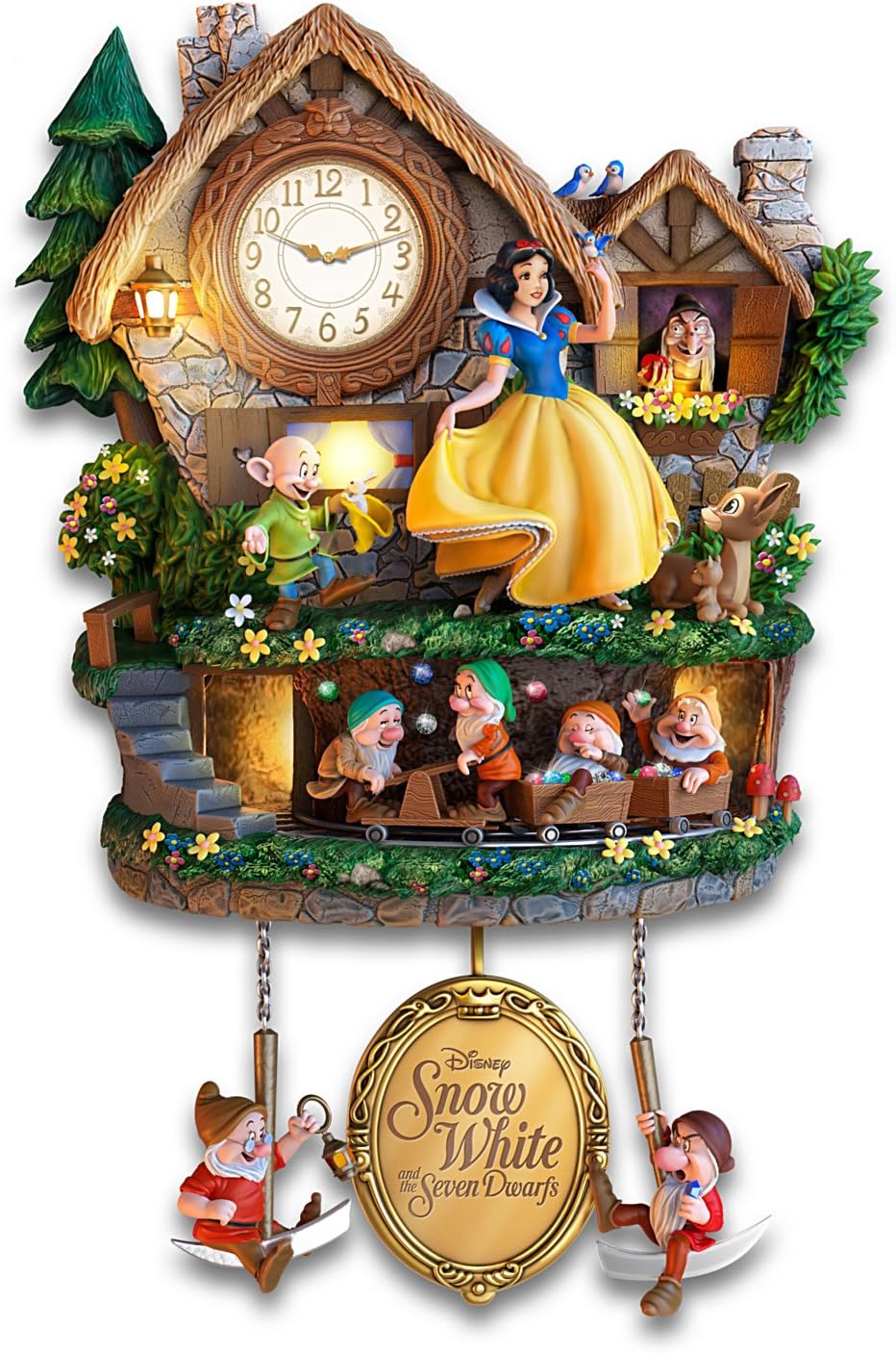 Disney Snow White Hidden Treasure Cuckoo Clock, 18 inches, Light and Sound, Limited Edition