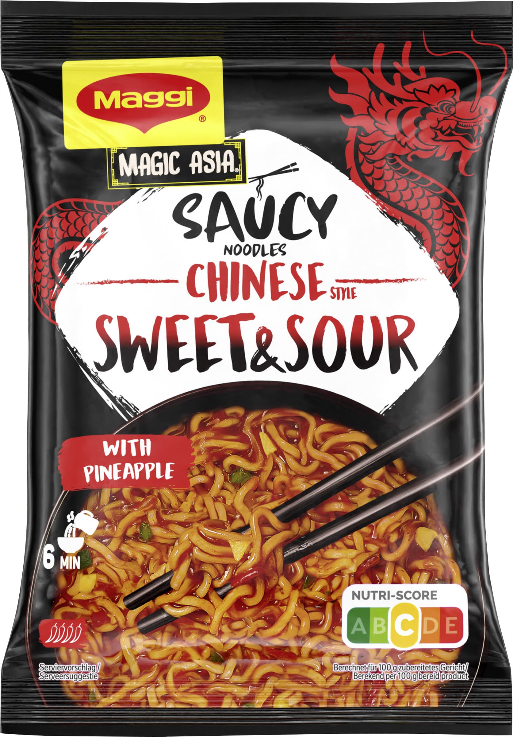 Maggi Magic Asia Noodle Sortimentsbox, leckere Fertiggerichte in 3 verschiedenen Geschmacksrichtungen, 32er Pack (32 Beutel)