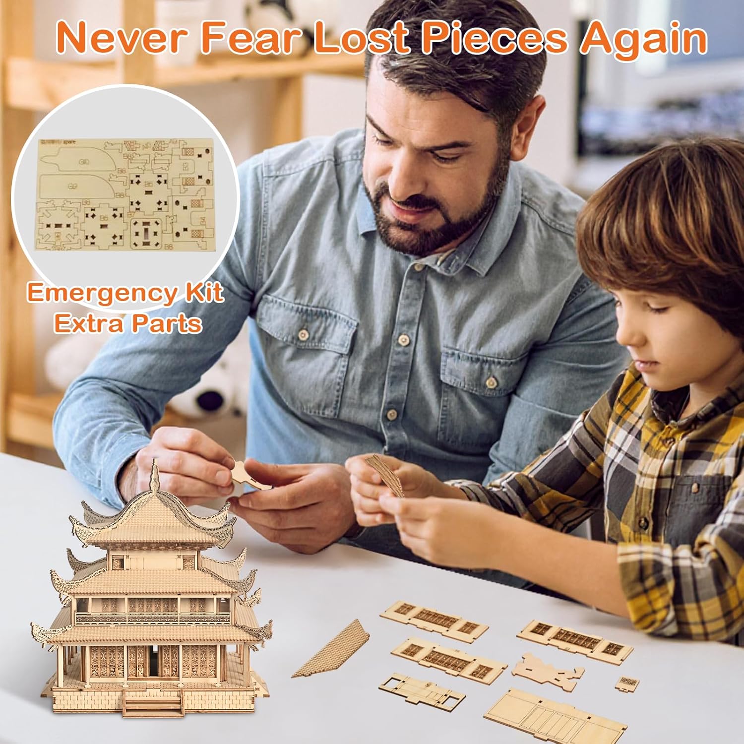 3D Wooden Puzzle & Building Blocks for Adults 14+ - Yueyang Tower Chinese Architecture Model Kit (216 PCS), DIY Craft Gift for Men & Teens,No Glue Needed