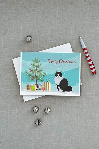 Miniatura 3 de Caroline's Treasures CK4794GCA7P Tarjetas de felicitación y sobres de Feliz Navidad con diseño de gato del bosque siberiano, paquete de 8 tarjetas