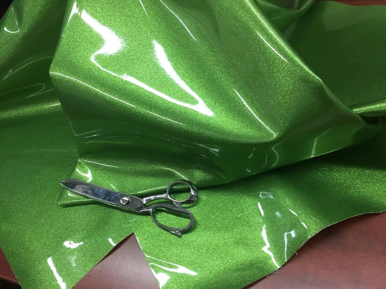VINYL FAUX FAKE LEATHER UPHOLSTERY SPARKLE GLITTER FABRIC SOLD YARD 54" LIME