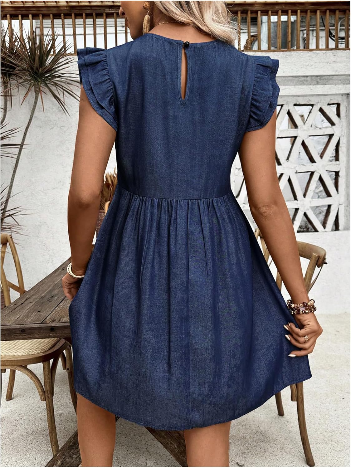 SOLY HUX Women's Summer Dress Ruffle Cap Sleeve Loose Babydoll Short Dresses - Image 2