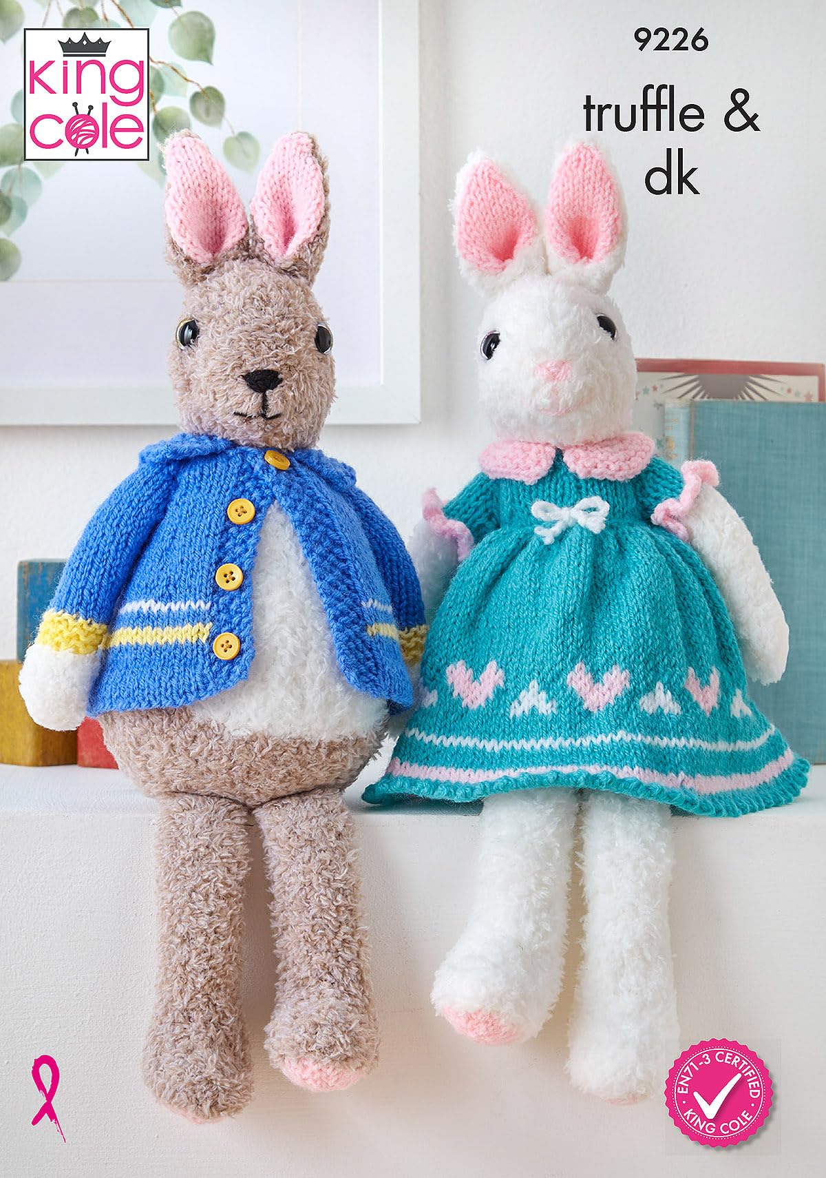 King Cole Girl & Boy Bunnies Knitted Toy Pattern in Truffle (9226)