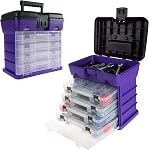 Portable Tool Box - Small Parts Organizer with Drawers and Customizable Compartments for Hardware, Tackle, Beads, or Crafts by Stalwart (Purple)