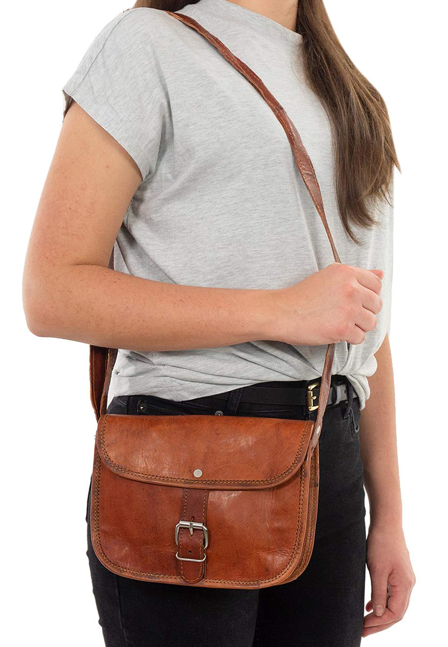 Gusti Leder Umhängetasche Mary I Handgefertigte Ledertasche Damen für Alltag & Freizeit I Elegante Leder Handtasche Damen aus Ziegenleder