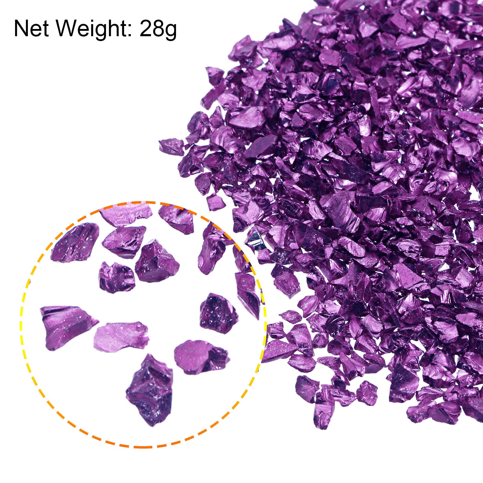 Éclats De Verre Concassé Métallisé 6 Couleurs - 1-4 Mm, 28 G Par Couleur, Surface électroplaquée, Pour Décoration Et Artisanat