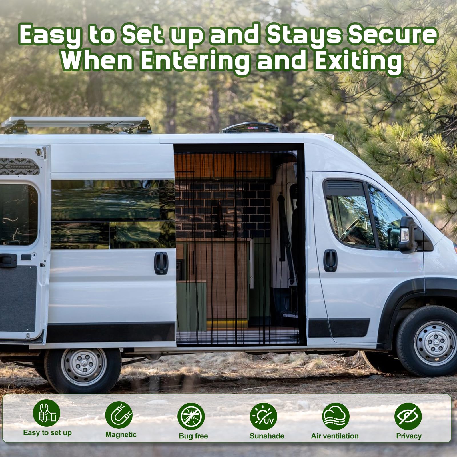 YGYQZ Magnetischer Van Insektenschutz, Universelles Moskitonetz, Magnetischer Mittelverschluss für Wohnmobile, Seiten/Hecktür Camping Belüftungsnetz, 210x150cm