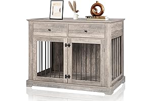 ichbingo Dog Crate Furniture, Extra Large 44'' Sturdy Wooden Dog House with...