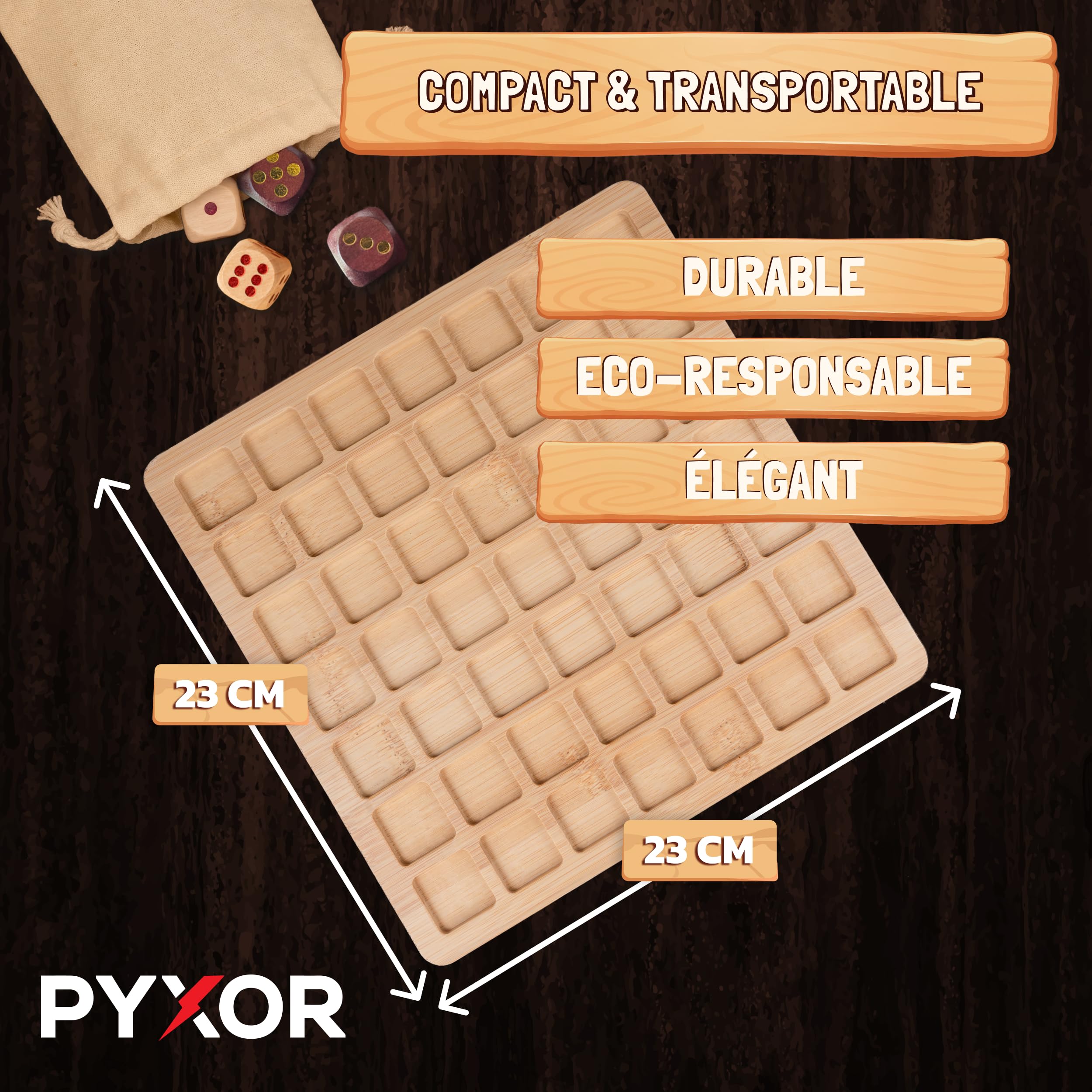 Dice Battle – Jeu stratégique en Bois Premium avec dés - 2 Joueurs | Échiquier bambou, échec & dames revisités, jeu de réflexion, adultes familles, dés gravés, cadeau durable