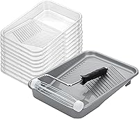 BatesChoice 9-Inch Paint Tray Set - 12pc Kit with Roller Frame & 10 Disposable Liners for Easy Painting Cleanup