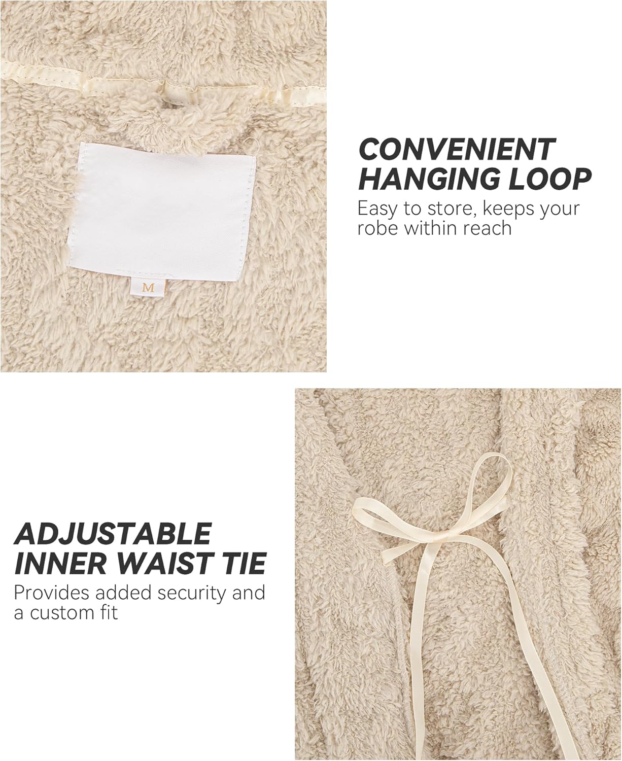 Women's Textured Plush Robe - Soft Long Bathrobe with Hood and Pockets, Cozy Winter Loungewear Fleece Robe for Women - Image 4