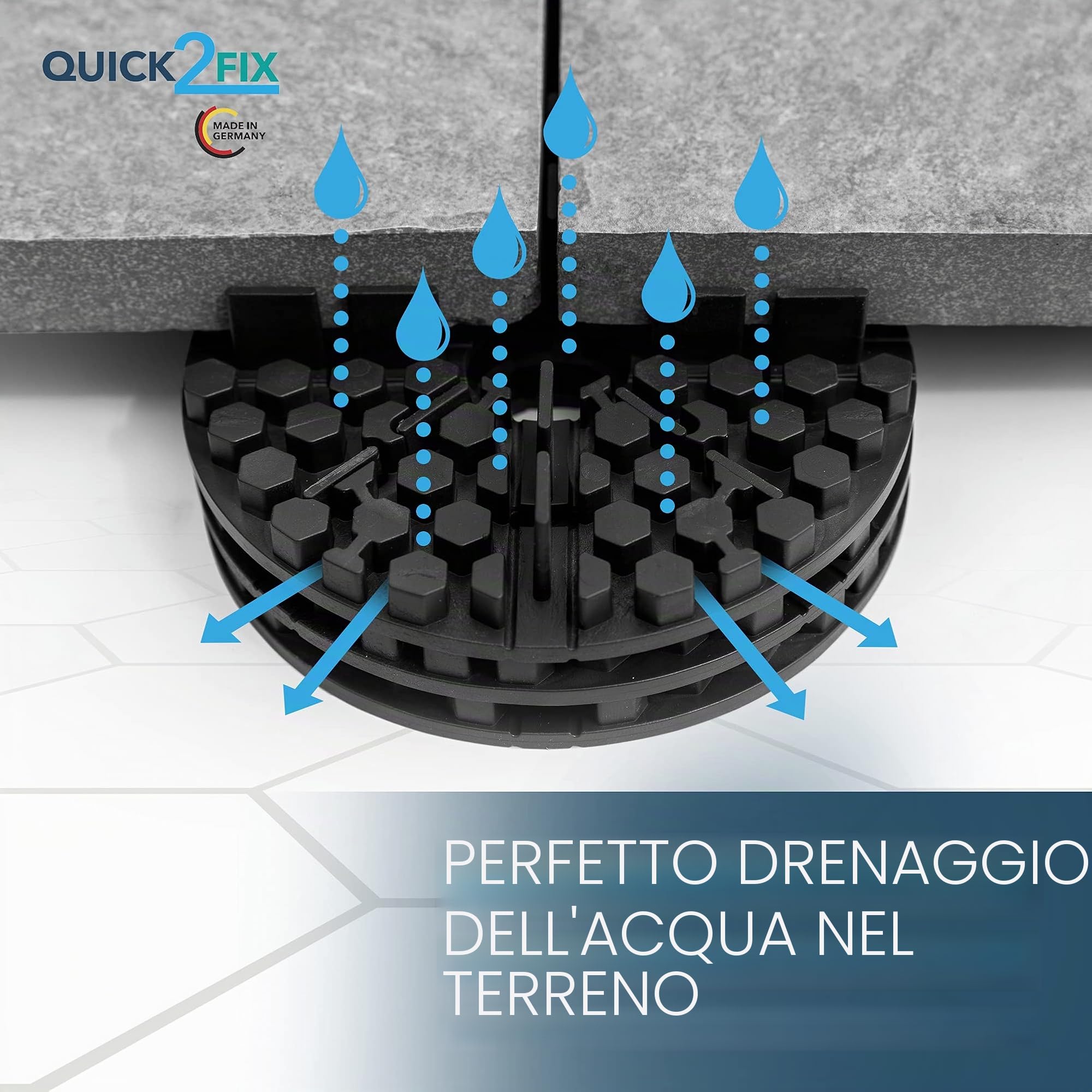 50 cuscinetti in gomma – Larghezza fughe 2 mm x altezza 10 mm – Cuscinetto a palo per pannelli terrazzi. Larghezza fughe 2 mm x altezza 10 mm. (2 x 10 mm (larghezza x altezza)