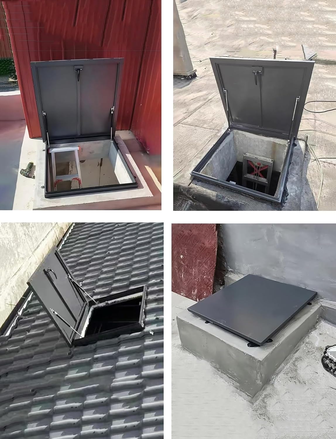 Aluminum Alloy Roof Access Hatch - Skylight Ventilation Manhole for Outdoor Use (90x90cm/35.4x35.4in) - Durable Roof Access Solution, Ideal for Ventilation & Safety