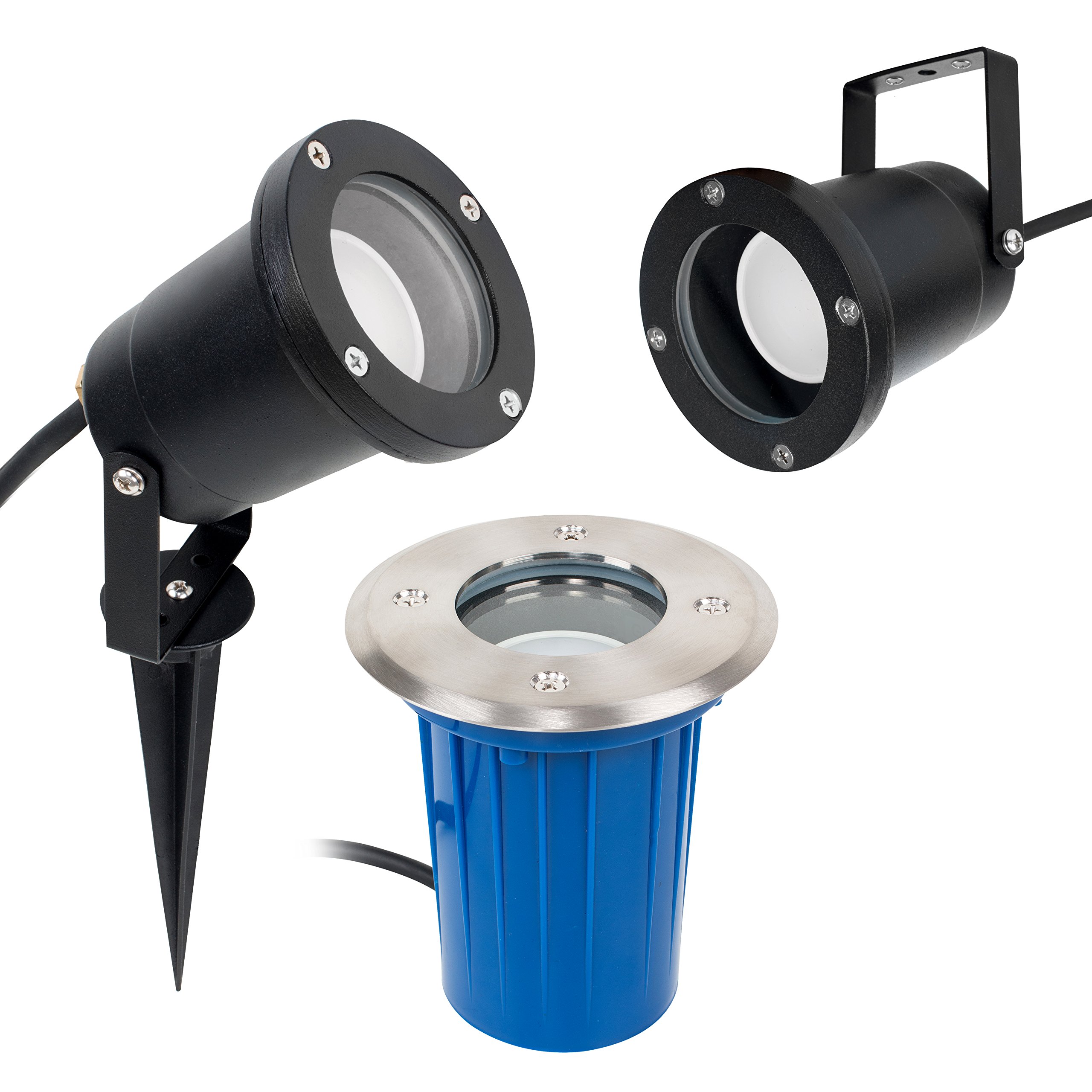 MiniSun | Modern 3 in 1 Ground/Wall/Spike Outdoor Light in a Black Finish | Outdoor Wall Lights, Home Décor & Improvement Essential | IP65 Rated | Mains Wired