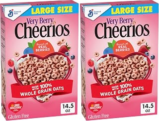 Very Berry Cheerios Breakfast Cereal, Gluten Free, 14.5 oz Box (Pack of 2)