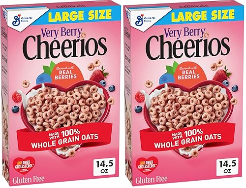 Cereal de desayuno Very Berry Cheerios sin gluten, caja de 14.5 onzas (paquete de 2)