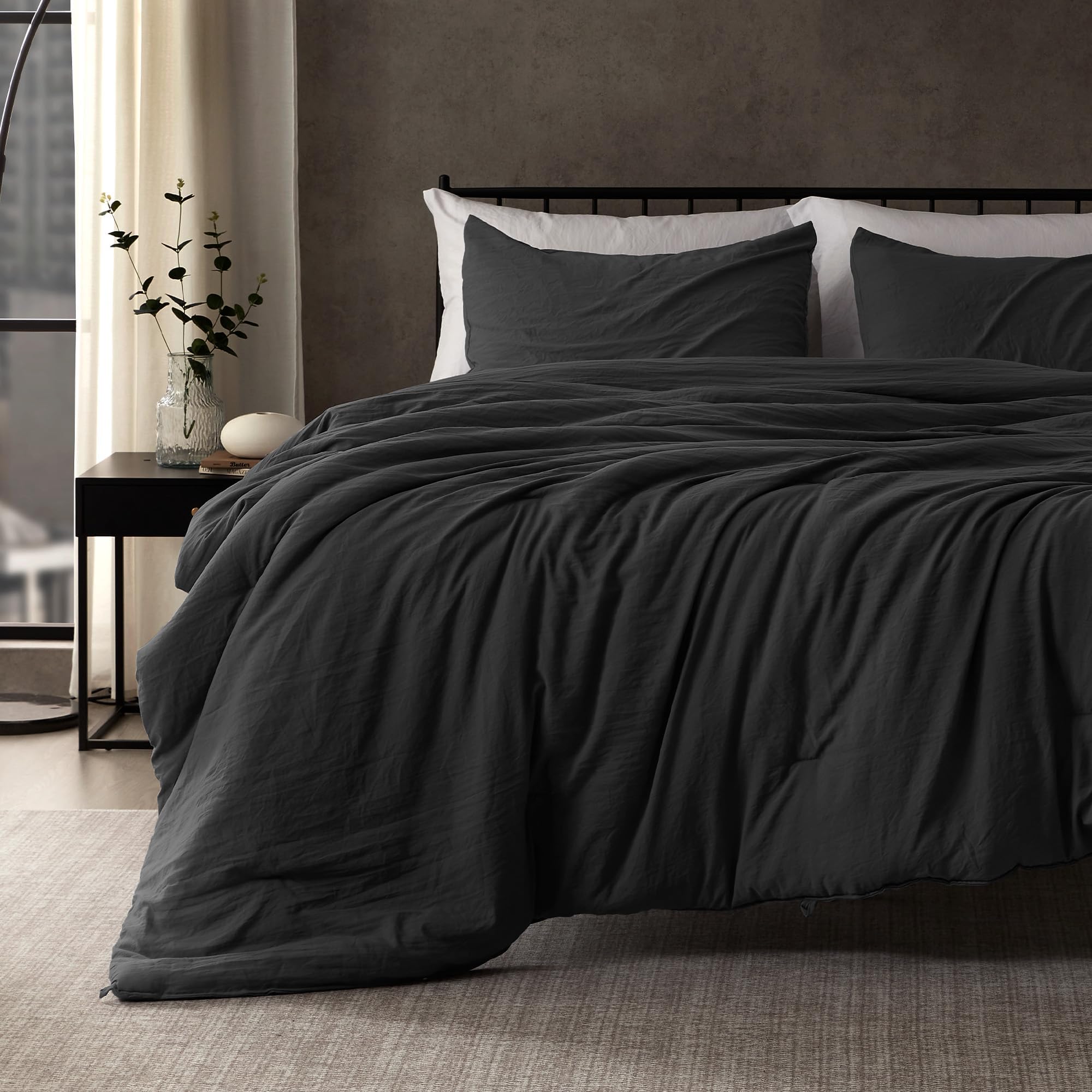 Photo 1 of SLEEP ZONE King Comforter Set - Washed Black