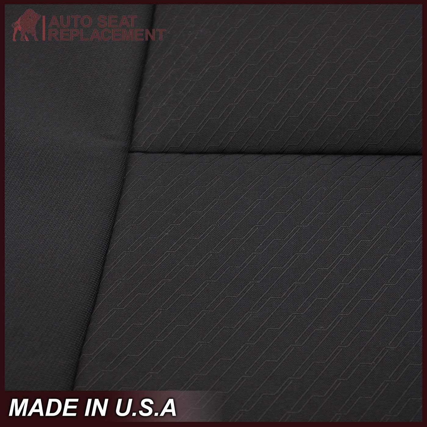 2010 2011 2012 2013 2014 GMC Sierra Cloth Seat Cover, Chevy Silverado Tahoe Suburban Cloth Fabric Seat Cover Replacement in Ebony Black (Driver Bottom)