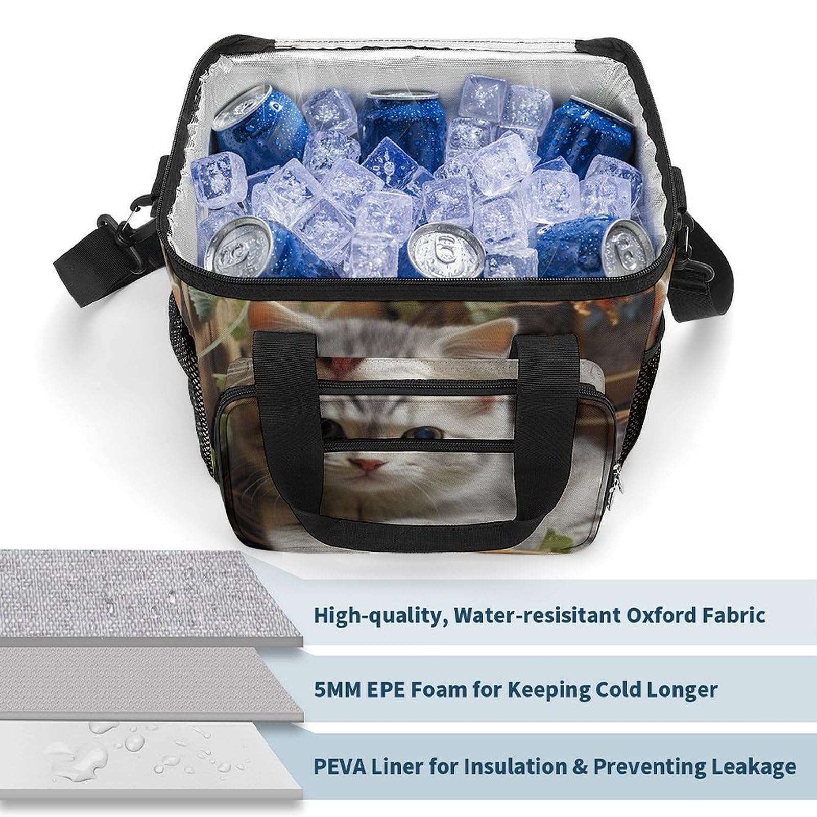 Sac à glace de camping en tissu Oxford de grande capacité, isolation portable et sac de rangement au froid, profitez d'un moment de camping frais