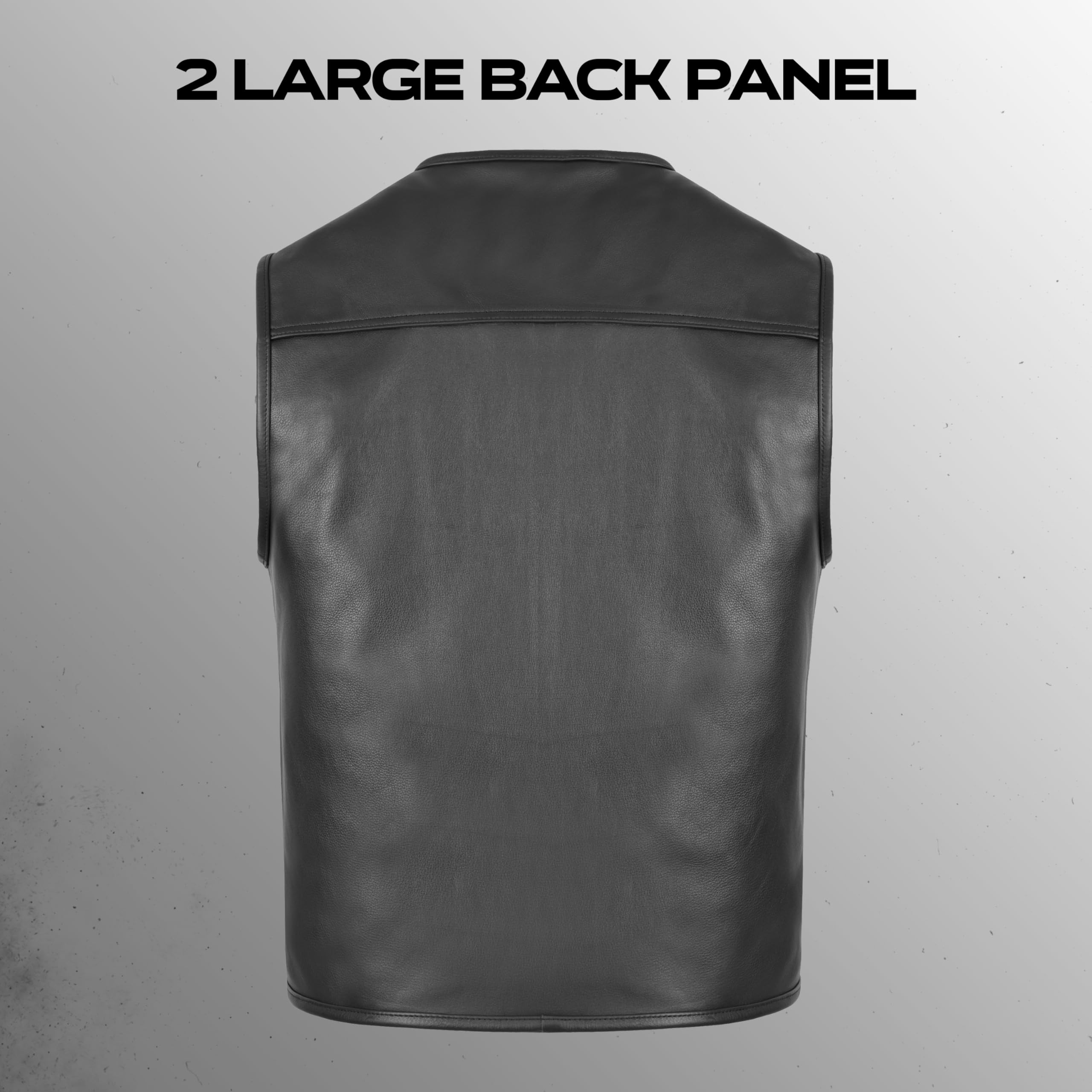 Leatherick Gilet da motociclista in vera pelle di vacchetta da uomo - Gilet da motociclista classico con cerniera frontale