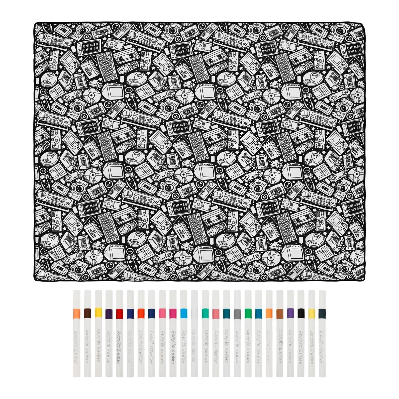 Vekoro diy coloring blanket DIY Coloring Blanket with 24 Colored Markers Creative(Sci Fi Design)