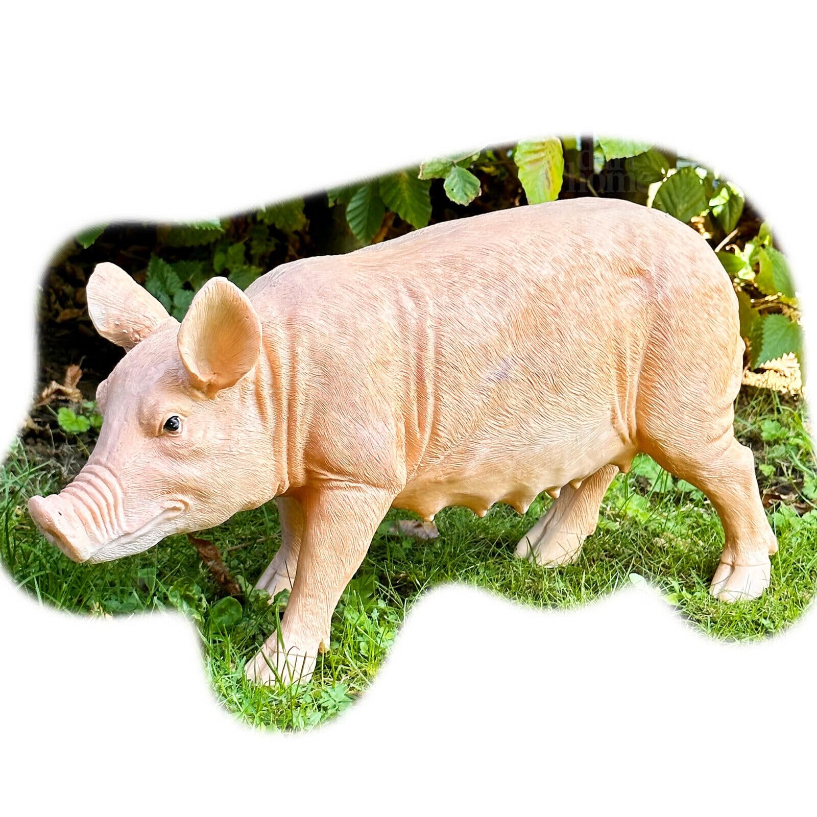 Darthome Rashy The Pig 43cm Garden Ornament Resin Pink Large Farm Animal Lawn Patio Sculpture