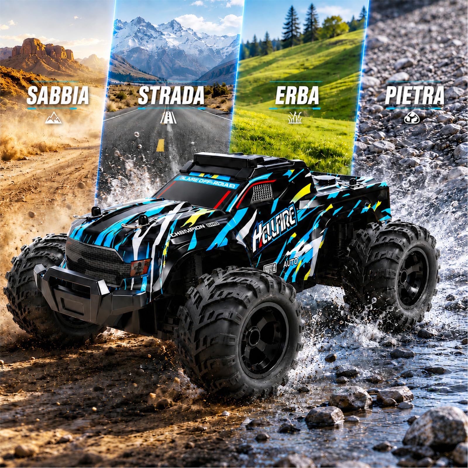 Macchina Telecomandata 2,4GHz Auto Telecomandata - Off Road Alta Velocità Vehicle 22KM/H con Luci LED - Auto RC 1:18 di Tutto Terreno Perfetto Regalo per Bambini e Ragazzi