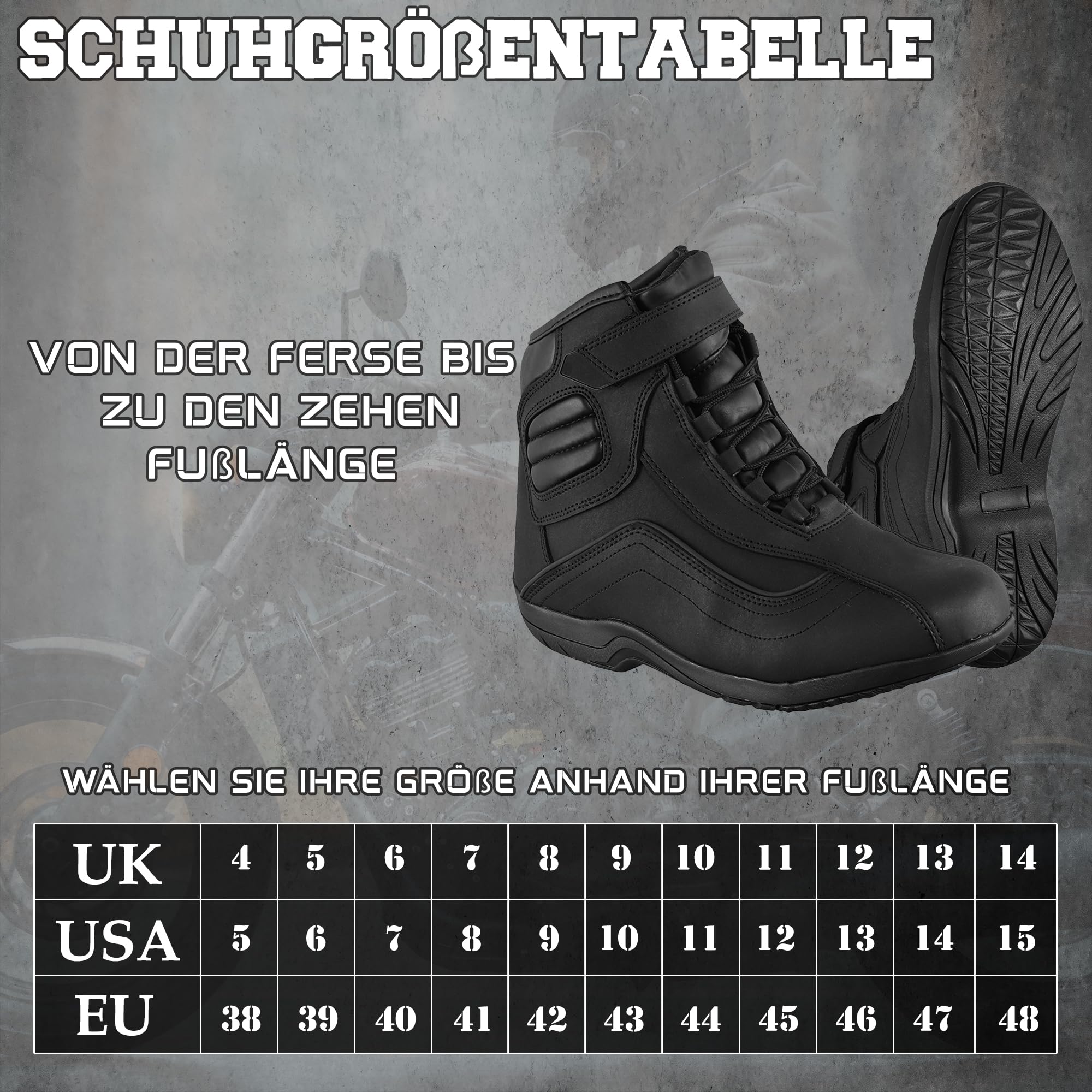 6010 Bottes de moto en cuir pour homme avec semelle en caoutchouc antidérapante et protection CE EN 13634:2017