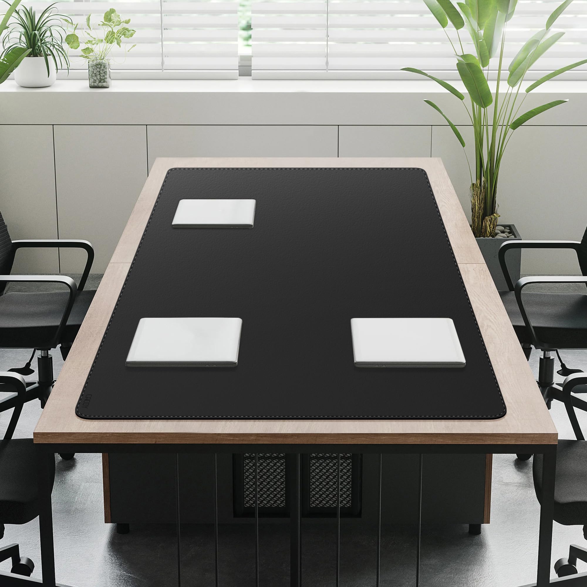 Cacoy 180x80 cm Alfombrilla de escritorio de cuero, Extendida Alfombrilla de ratón de cuero PU, Alfombrilla de escritorio para Portátil, Alfombrilla protectora de mesa (Negro)