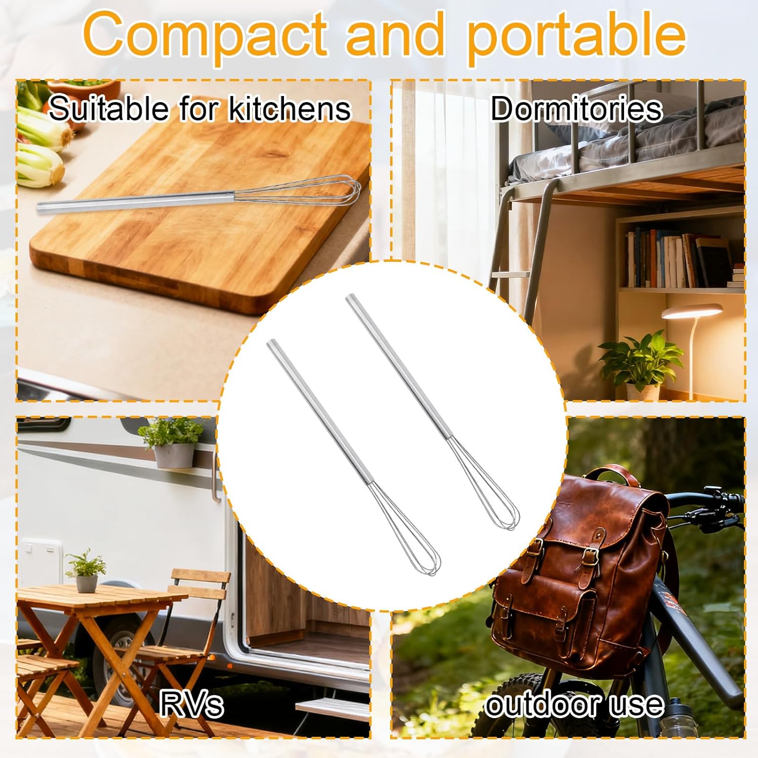 2 Pcs Mini Egg Whisks, Stainless Steel Small Whisks for Cooking Compact Tiny Kitchen Tools Gadgets Wire Whisker for Whisking Beating Blending Eggs Sauces & Coffee Frothing - Image 7