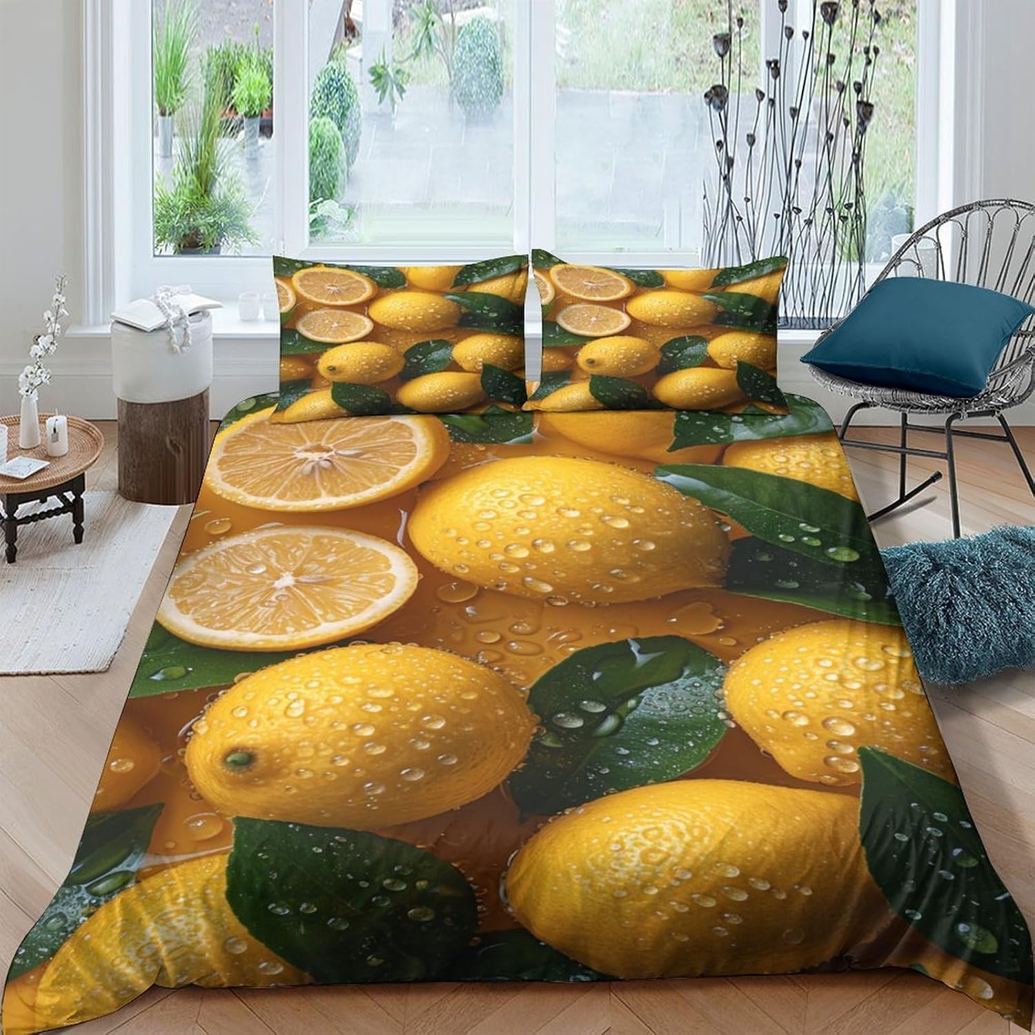 Ensemble de literie 3 pièces imprimé citron en microfibre respirante 260x230 cm