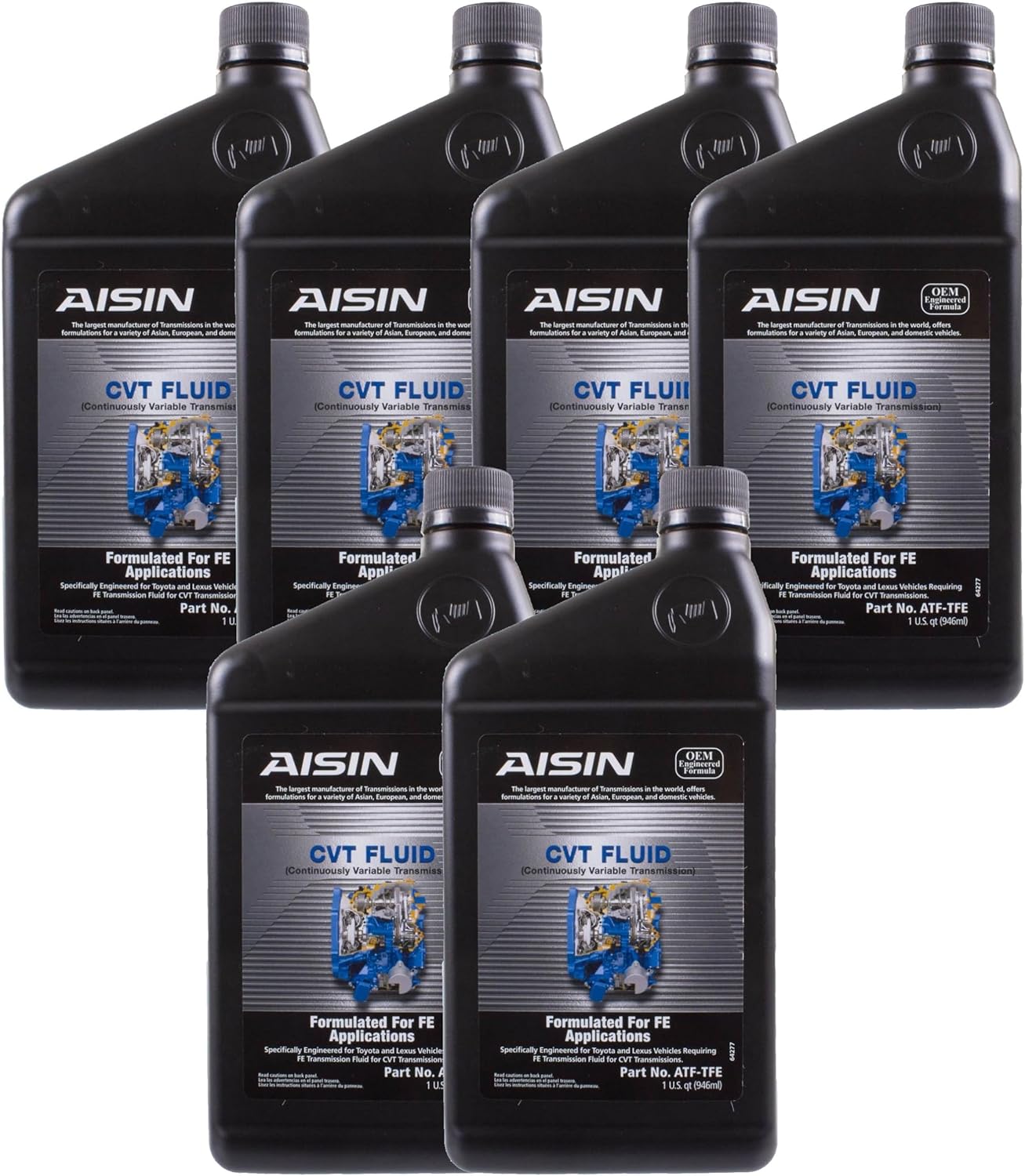 Aisin 6 Quart Auto Trans Fluid CVT ATF-TFE for UX200 iM iQ Corolla 6 x 1qt