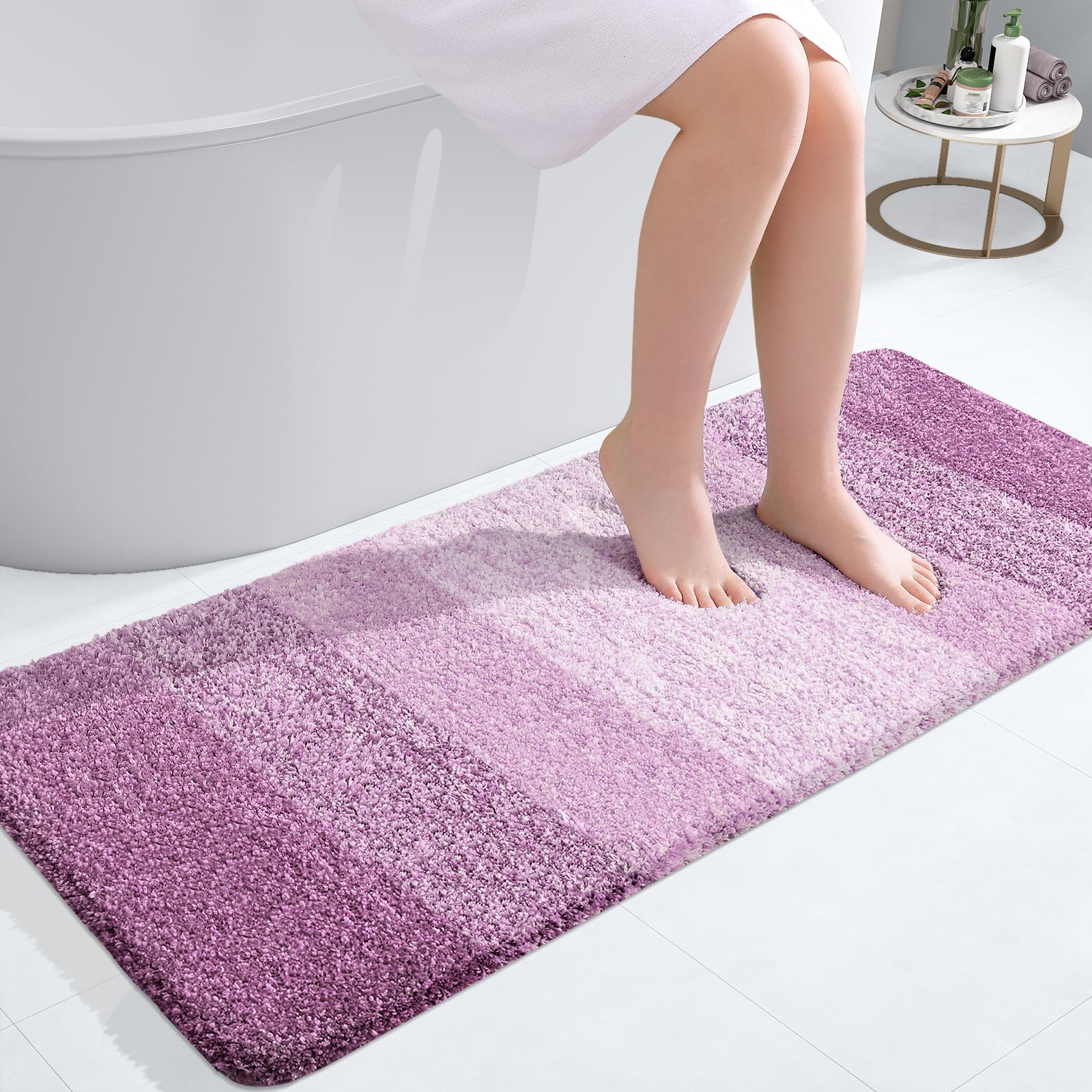 OLANLY Bathroom Runner Rugs 47x20, Extra Soft Absorbent Microfiber Bath Rugs, Rubber Backing, Quick Dry, Washable Bath Mats for Bathroom Floor, Tub