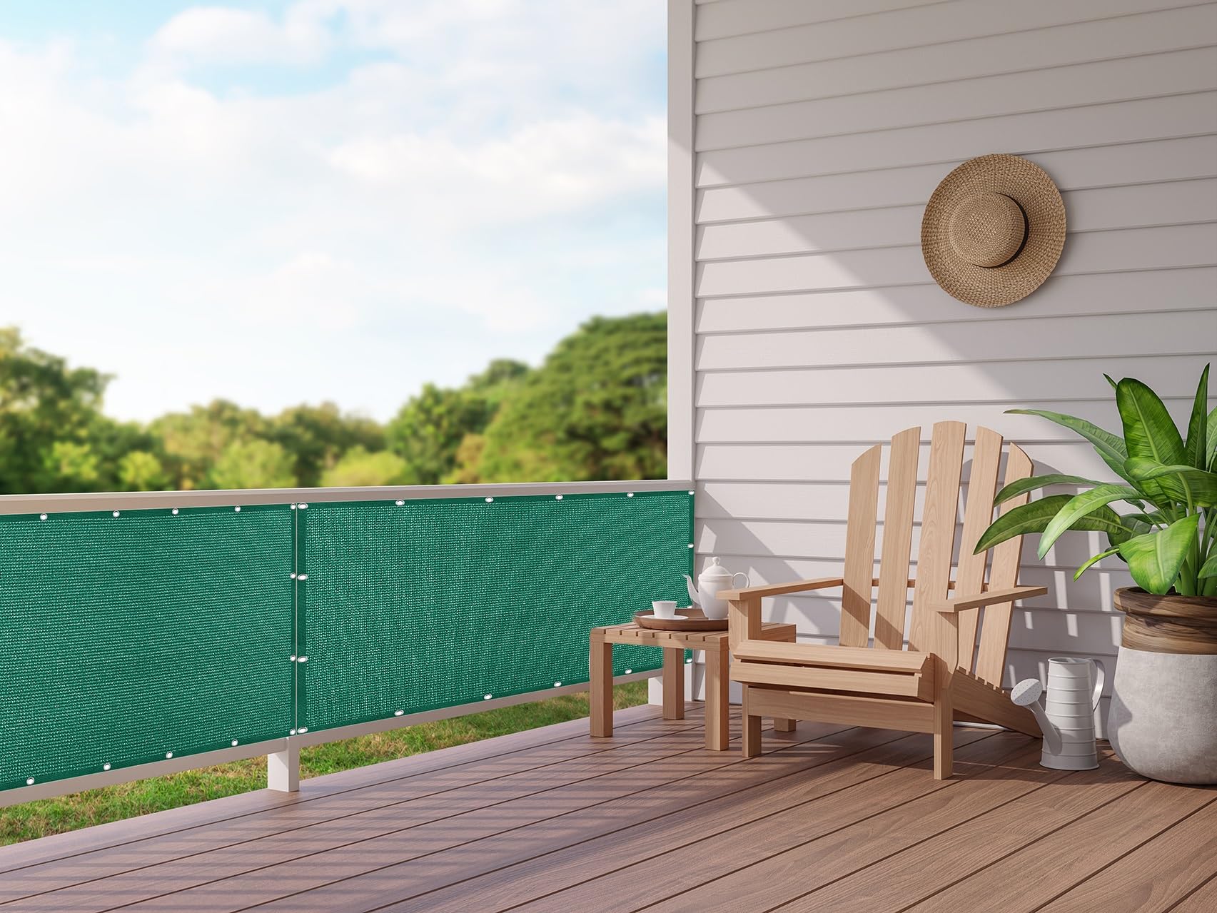 Zewnętrzny żagiel przeciwsłoneczny, 120 x 640 cm, oddychający i chroniący przed promieniowaniem UV, ciemnozielony baldachim na taras, balkon i do ogrodu, wodoodporna plandeka przeciwsłoneczna