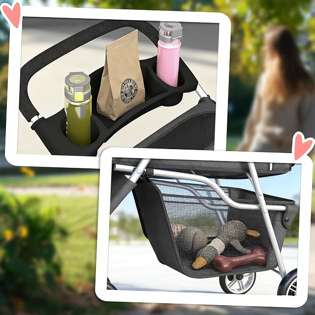 Foto 8 de 8 de PawHut Carrito para Perros Pequeños Gatos Plegable Carga 10 kg Gris Oscuro