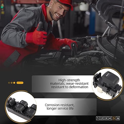 Miniatura 7 de Interruptor de ventana eléctrico maestro con luz LED azul, para Toyota Tundra 2007-2021, botón del panel de control del interruptor con