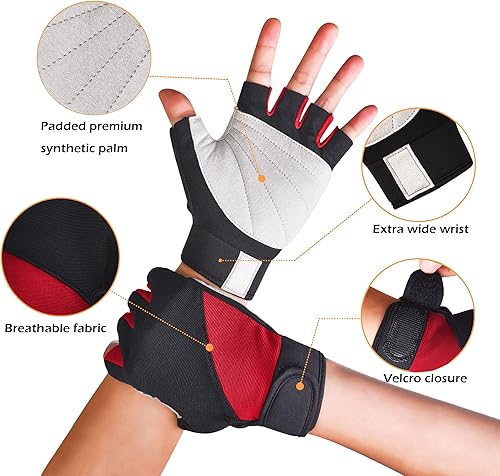Miniatura 2 de ChinFun Guantes de vela unisex acolchados con palma sin dedos, guantes de kayak, perfectos para remo, canoa para hombres, mujeres y jóvenes