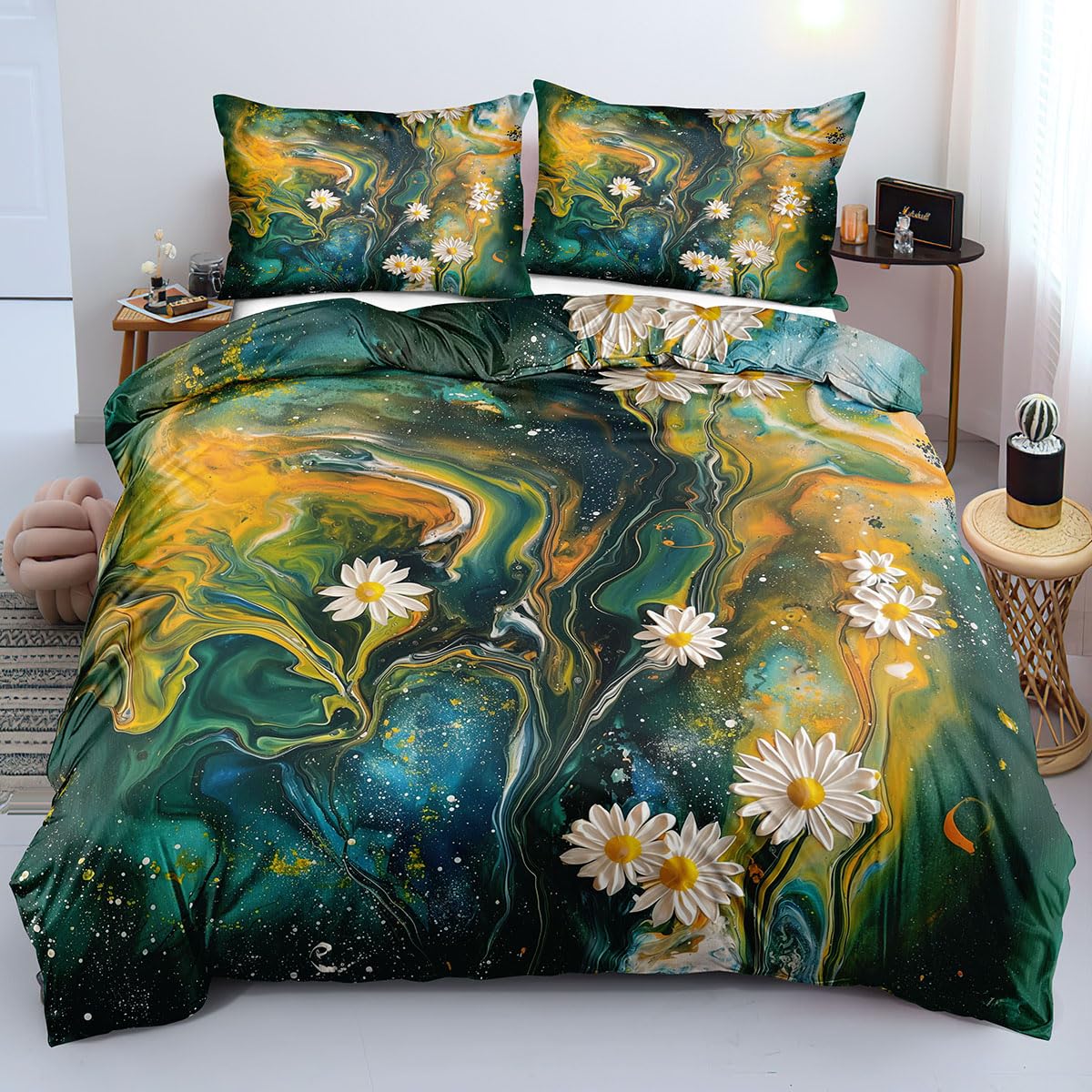 Housse de couette marbre 260x240 réversible pour décorer une chambre de fille chic