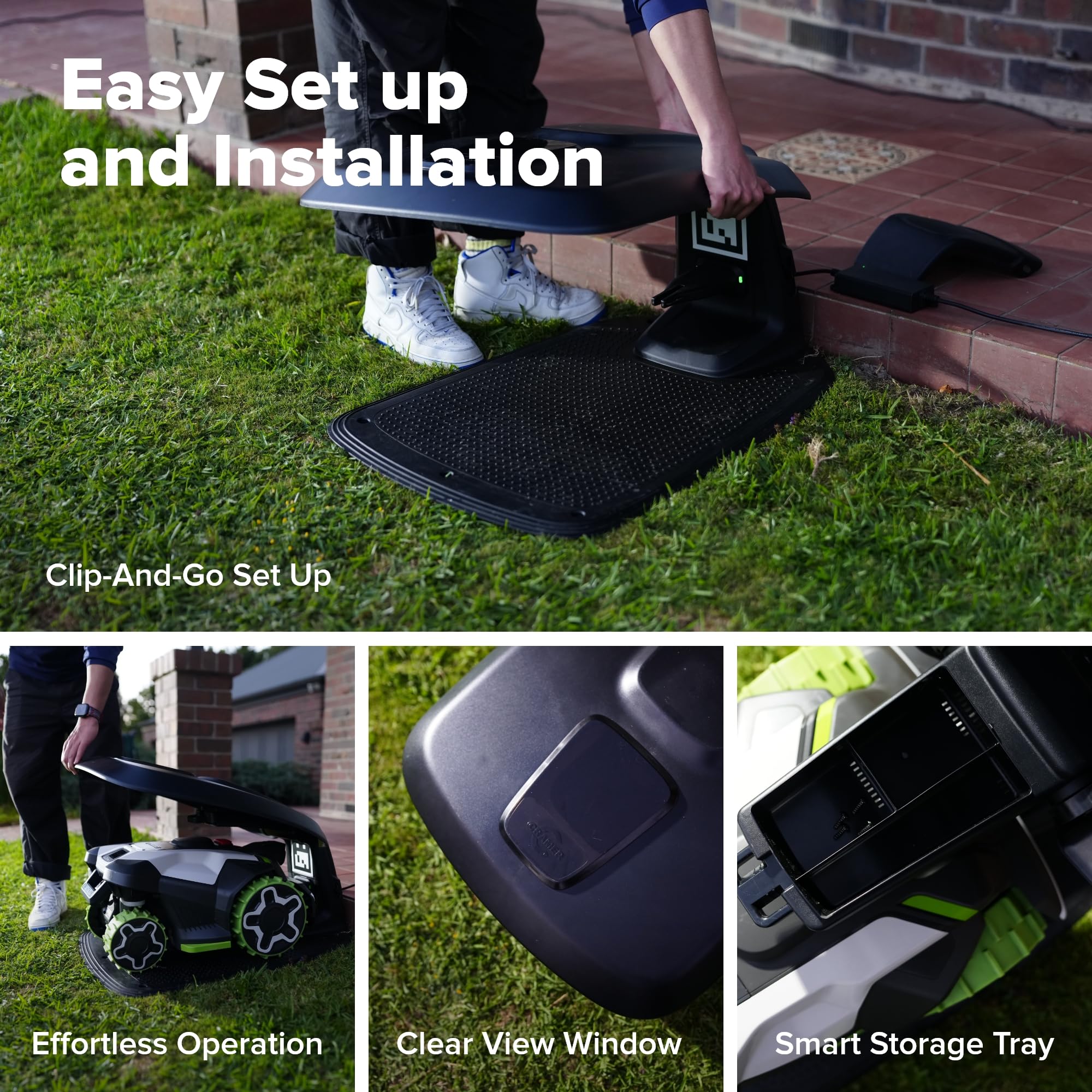 Greenworks Garaje para AiMowbot C10Z/C20/C20Z/C30Z/G20AWD/G20AWDX, fácil instalación con Clip, Ventana de visión Clara, Bandeja de Almacenamiento Inteligente