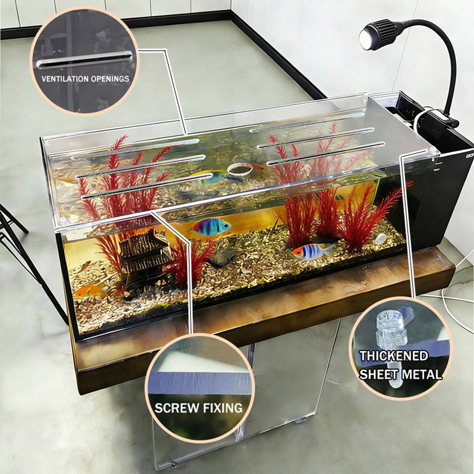 Couvercle d'aquarium en Acrylique, Couvercle d'aquarium en Acrylique, Plusieurs Tailles, résistant aux Chocs, ventilé, Installation Facile(510 * 200mm)