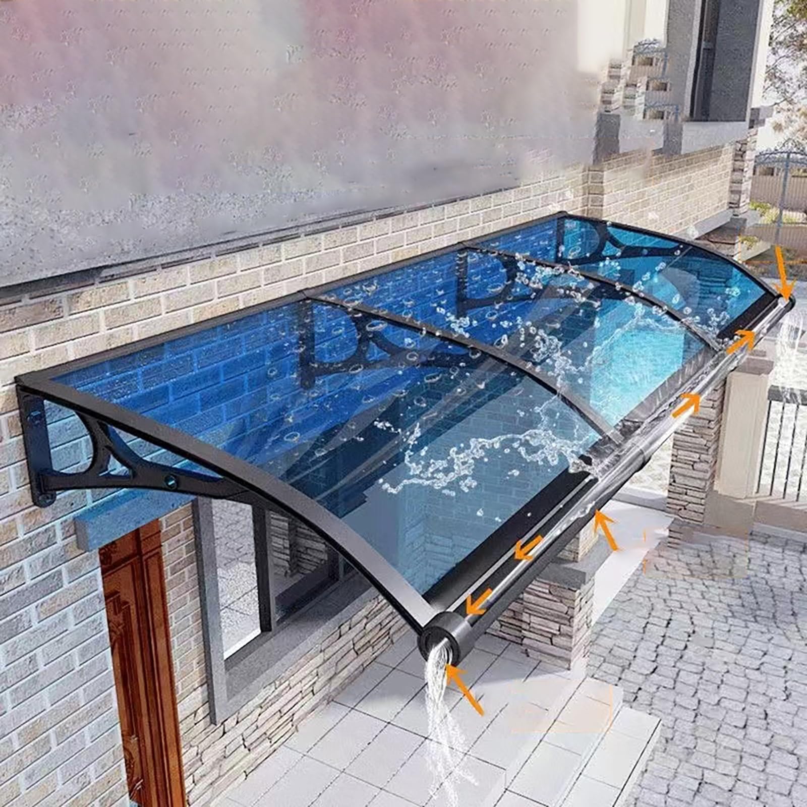 GJMSSMY Transparent Outdoor Canopy, Aluminum Support Awning for Windows, Rain Protection Roof, Patio, Door, Terrace, Porch Cover - Weatherproof & Durable (Color:)