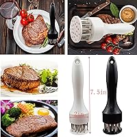 Vista 5 de Herramienta ablandadora de carne con cuchillas de aguja de acero inoxidable ultra afiladas, paquete de 2 herramientas ablandadoras de carne