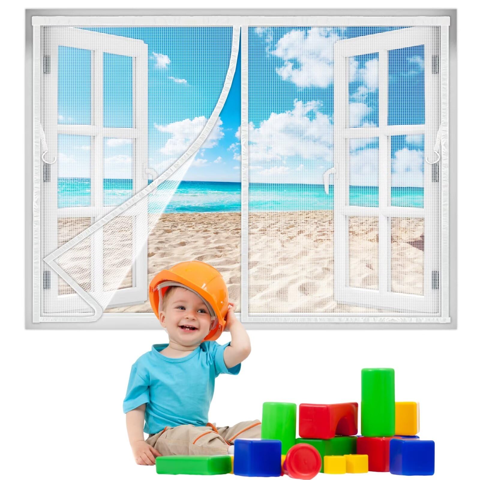 Lzhbd White Magnetic Fly Screen Window 80X50 Cm, Automatic Closure Of Magnetic Antimosquito Window Curtains, Nondrilled Viscose Pet Gauze Nets, Can Be Used For Corridor Windows New-Version