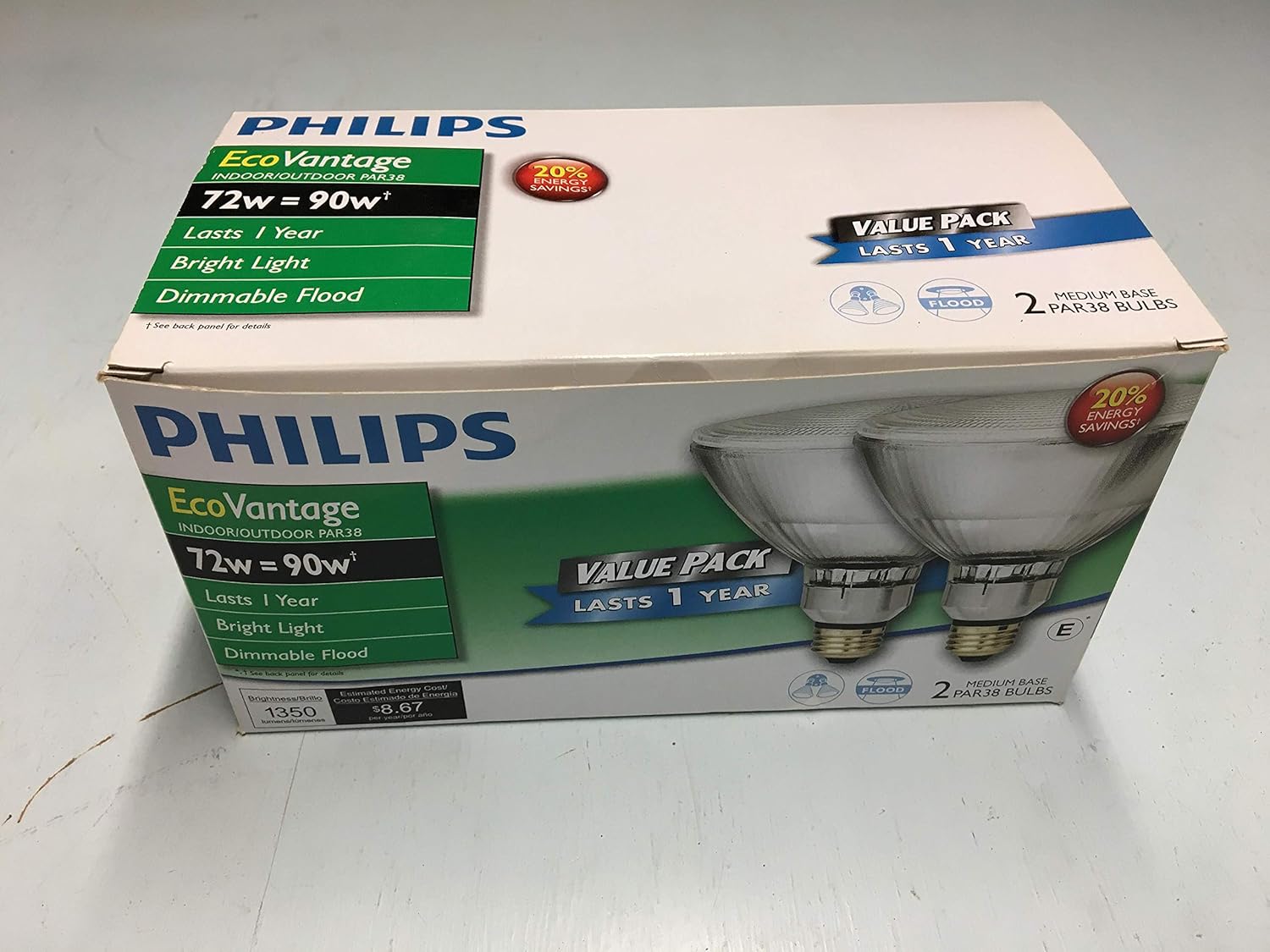 Amаzіng 🔥 Philips 429373 EcoVantage 90W Halogen PAR38 Indoor/Outdoor Dimmable Flood Light Bulb