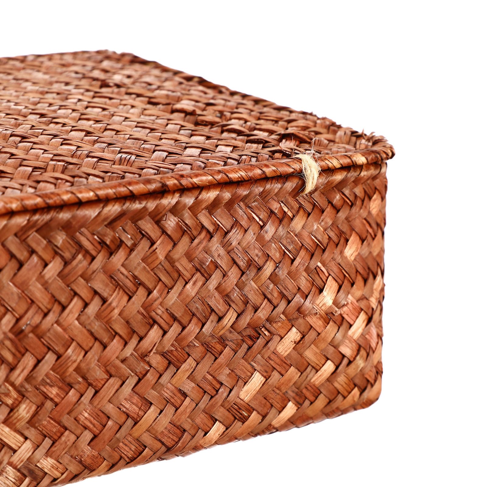 HEMOTON 3piezas Cestas Tejidas con Tapa Cajas Organizadoras de Almacenamiento con Gran Capacidad para Oficina Hogar y Baño Cajas Multiusos para Cosméticos y Utensilios Pequeños Diseño